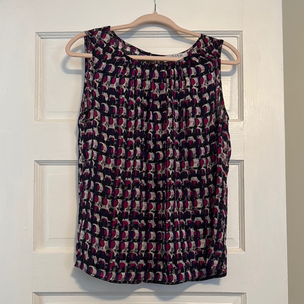 Patterned Sleeveless Top - Pink and Black
